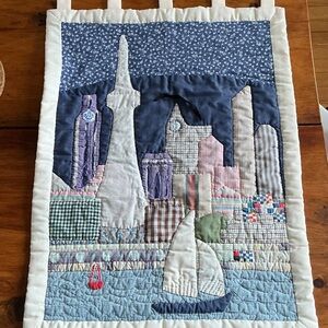 Vintage Handmade Toronto skyline quilted Wall Hanging